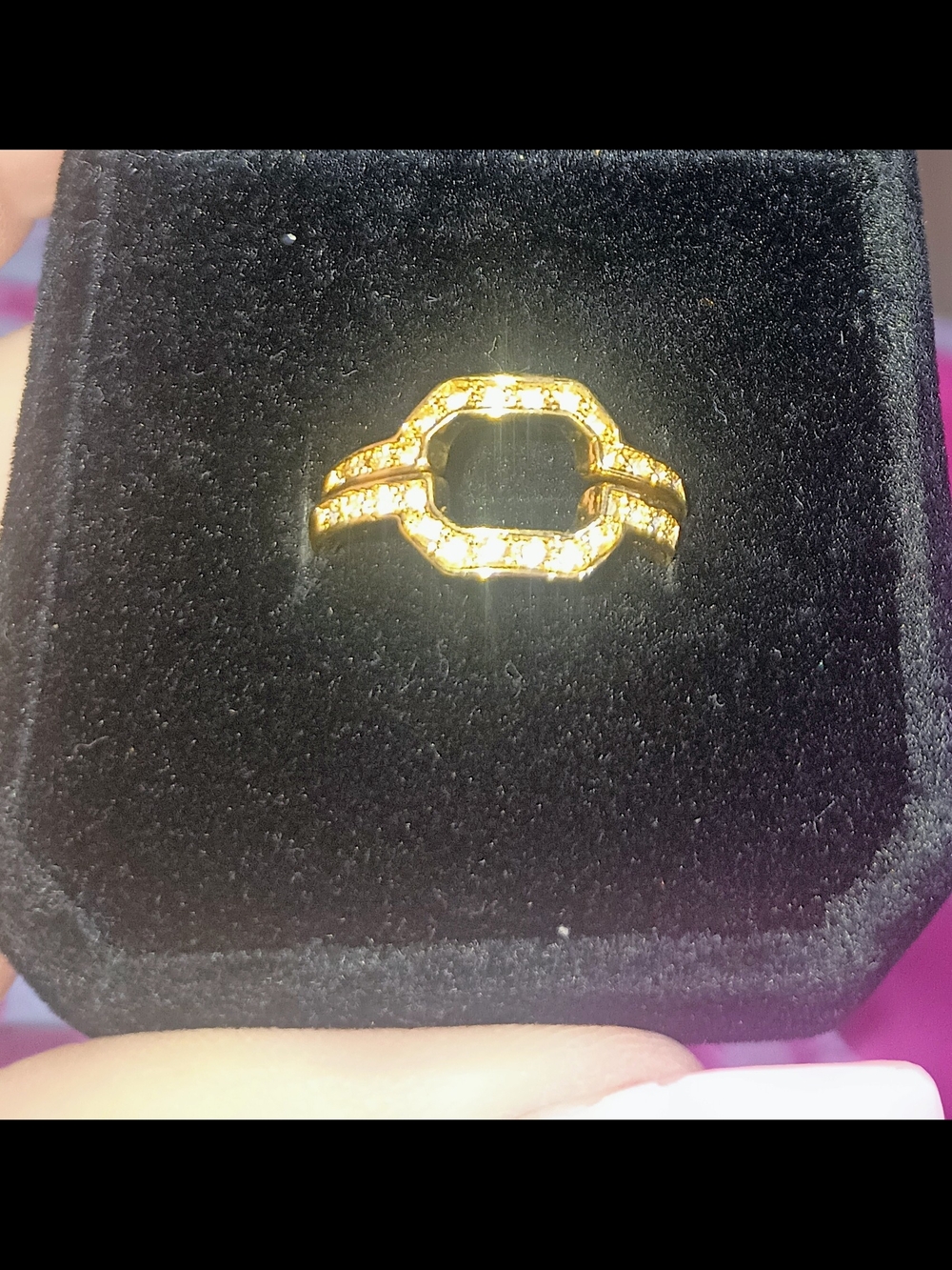 Gold Crystal Open-Frame Women's Ring